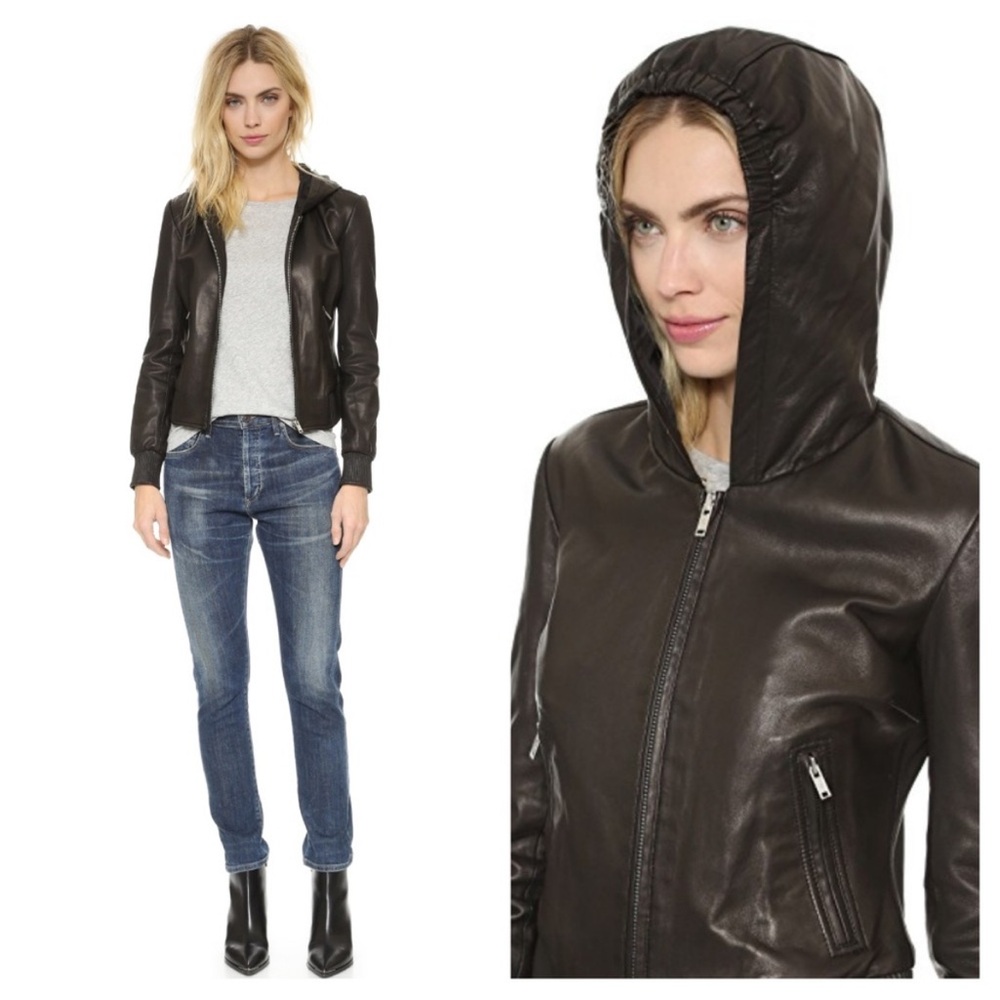 June Black Leather Moto Biker Jacket